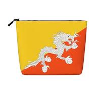 DngSer Flag of the Kingdom of Bhutan Fake Hemp Makeup Bag - Multi-functional Travel Toiletry Bag - Makeup Accessories, Daily Storage â€“ On-the-go!, Black, One Size