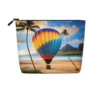 DngSer Hawaii Hot Air Balloon Fake Hemp Makeup Bag - Multi-functional Travel Toiletry Bag - Makeup Accessories, Daily Storage - On-the-go!, Black, One Size