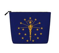 DngSer Indiana State Flag Fake Hemp Makeup Bag - Multi-functional Travel Toiletry Bag - Makeup Accessories, Daily Storage - On-the-go!, Black, One Size