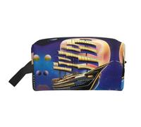 DngSer Large Travel Cosmetic Bag – Reusable Dopp Kit, Cosmic Voyage Print Storage Pouch for Toiletries, Makeup, and Accessories
