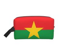 DngSer Large Travel Cosmetic Bag – Reusable Dopp Kit, Flag of Burkina Faso Print Storage Pouch for Toiletries, Makeup, and Accessories