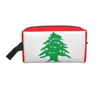 DngSer Large Travel Cosmetic Bag â€“ Reusable Dopp Kit, Flag of Lebanon Print Storage Pouch for Toiletries, Makeup, and Accessories