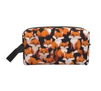 DngSer Large Travel Cosmetic Bag â€“ Reusable Dopp Kit, lots of cartoon little foxes Print Storage Pouch for Toiletries, Makeup, and Accessories