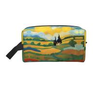 DngSer Large Travel Cosmetic Bag – Reusable Dopp Kit, Van Gogh Fields Print Storage Pouch for Toiletries, Makeup, and Accessories