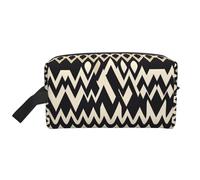 DngSer Large Travel Cosmetic Bag – Reusable Dopp Kit, White African symmetric pattern Print Storage Pouch for Toiletries, Makeup, and Accessories