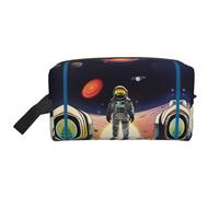 DngSer Large Travel Cosmetic Bag - Reusable Dopp Kit, Space Odyssey Print Storage Pouch for Toiletries, Makeup, and Accessories