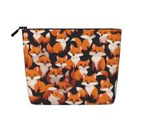 DngSer lots of cartoon little foxes Fake Hemp Makeup Bag - Multi-functional Travel Toiletry Bag - Makeup Accessories, Daily Storage – On-the-go!, Black, One Size