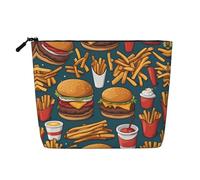 DngSer Lots of tasty food Fake Hemp Makeup Bag - Multi-functional Travel Toiletry Bag - Makeup Accessories, Daily Storage – On-the-go!, Black, One Size