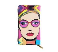 DngSer Pop Art Portrait Print Leather Long Clutch Wallet – Fashionable Women's Personalized Wallet with Card Holder, Coin Pocket