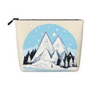 DngSer Snow-capped mountains Fake Hemp Makeup Bag - Multi-functional Travel Toiletry Bag - Makeup Accessories, Daily Storage - On-the-go!, Black, One Size