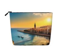 DngSer Sunset in Barcelona Fake Hemp Makeup Bag - Multi-functional Travel Toiletry Bag - Makeup Accessories, Daily Storage â€“ On-the-go!, Black, One Size