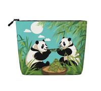 DngSer Two cute big pandas Fake Hemp Makeup Bag - Multi-functional Travel Toiletry Bag - Makeup Accessories, Daily Storage â€“ On-the-go!, Black, One Size