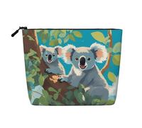 DngSer Two happy koalas Fake Hemp Makeup Bag - Multi-functional Travel Toiletry Bag - Makeup Accessories, Daily Storage â€“ On-the-go!, Black, One Size