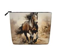 DngSer Western Horse Fake Hemp Makeup Bag - Multi-functional Travel Toiletry Bag - Makeup Accessories, Daily Storage – On-the-go!, Black, One Size