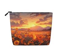 DngSer Yellow sunflowers at sunset Fake Hemp Makeup Bag - Multi-functional Travel Toiletry Bag - Makeup Accessories, Daily Storage â€“ On-the-go!, Black, One Size