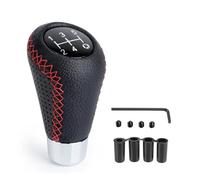 Dnhqknog Car Gear Knobs Universal 5 Speed Manual Leather Red Stitch Gear Shift Knob Car Stick Lever Transmission M8 M10 M11 M12 Shift Knob Head(Red)