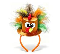 Dnicukii Turkey Headband | Cute turkey mini top hat headband, perfect for Thanksgiving, Turkey Trot , fall party, holiday photo prop