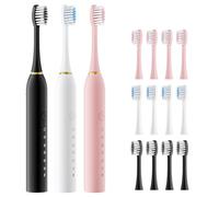 Dnil 3 Pack Sonic Electric Toothbrush, 42000vpm High-Frequency Vibrations, 6 Brushing Modes with Smart Timer, Includes 12 Replacement Heads for Deep Clean and Gum Care(Black+White+Pink)