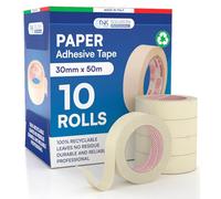 DNK TRADE Paper Tape - 10 Rolls of Painter's Tape 30mm x 50m - Professional 30x50 Recyclable Gummed Paper for Masking Painting and Whitewashing