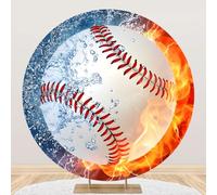 dnldliq 7.2ft Baseball Photo Round Backdrop Cover Physical Exercise for Kids Boys Man Birthday Party Circle Photography Background Party Sports Theme Decor