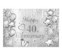 dnldliq 7x5ft Happy 40th Anniversary Backdrop Silver Dripping Glitter Crystals Photography Background Cheers to Wedding Anniversary Party Decorations Banner Photo Props
