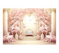 dnldliq 7x5ft Pink Floral Wall Backdrop Girls Rose Bridal Shower Palace Wedding Anniversary Flowers Baby Shower Party Decorations Photography Background Photo Shoot Props
