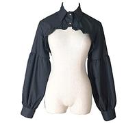DNLKWGO Detachable Fake Collar Top Dickey Collar Blouse False Collar Half Shirt with Long Lantern Sleeve A-Black