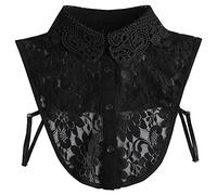 DNLKWGO Stylish Lace Fake Collar Detachable Lapel Shirt False Collar Peter Pan Collar for Women Girls A-Black