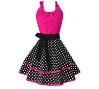 DNLKWGO Stylish Lace Side Pinafore Apron Dress for Women Kitchen Chef Bib Apron for Cooking Baking