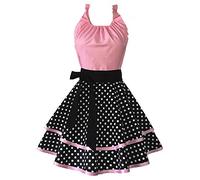DNLKWGO Stylish Lace Side Pinafore Apron Dress for Women Kitchen Chef Bib Apron for Cooking Baking