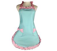 DNLKWGO Vintage Cotton Aprons Ruffle Side Design Bib Chef Apron for Women Cooking Baking Gardening