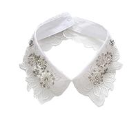 DNLKWGO Womens Pearl Fake Collar Dickey False Collar Mock Blouse Collar Mini Cape Faux Collar C-White