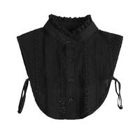 DNLKWGO Womens Ruffle Dickey Collar Blouse Lace Fake Collar Detachable False Collar Turtleneck Faux Collar A-Black