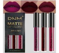 DNM 3Pcs Dark Purple Red Rose pink Matte Liquid Lipstick Sets for Black Women Matte Matt Lipstick Lip Stain Long Lasting Waterproof 24, labial mate larga duracion 24 labiales mate (A-Set11, Pack of 3)