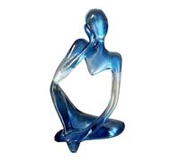 Dnoifne Abstract Gradient Blue Resin Thinker Statue, Modern Translucent Sculpture Ornament, Artistic Desk & Shelf Decor, Perfect Housewarming Gift for Living Room and Office