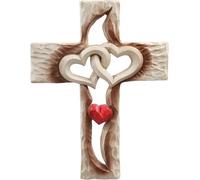Dnoifne Carved Resin Love Cross Wall Decor - Never Separates Christian Gift - Eternal Love Symbol - Home & Room Art (17.5 x 13.3 cm)