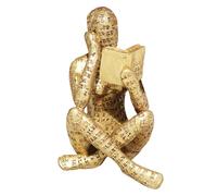 Dnoifne Gold Reading Women Statue, Thinker Sculptures, Abstract Art Ornament, Modern Aesthetic Figurine Decoration, Suitable for Home Living Room Bedroom Office Shelf Table Desk Bookshelf Decor