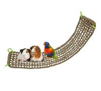 Dnoifne Natural Seagrass Bird Mat with Hooks, 100 x 18 cm Woven Pet Perch Hammock & Climbing Ladder, Cage Accessory for Parrots, Cockatiels, Hamsters, Guinea Pigs, Rats & Reptiles