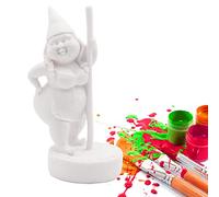 Dnoifne Paint Your Own Garden Gnome Statues, Unpainted Pole Dancing Gnome Statue, Unpainted DIY Gnome Figurines, Funny Outdoor Gnome Figure, Dancing Lady Gnome Statue(6.7"/17 cm)