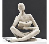 Dnoifne Sandstone Reading Women Statue, Thinker Sculptures, Abstract Art Ornament, Modern Aesthetic Figurine Decoration, Suitable for Home Living Room Bedroom Office Shelf Table Desk Bookshelf Decor