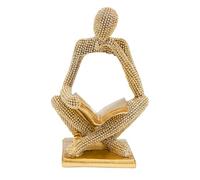 Dnoifne Sparkling Gold Reading Woman Statue - Abstract Thinker Sculpture, Modern Art Home Decor for Bookshelf, Office Desk, Living Room & Bedroom Aesthetic Ornament