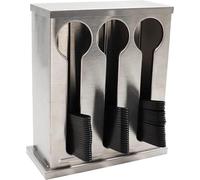 Dnoifne Stainless Steel Utensil Dispenser with 3 Compartments - Flatware Organiser Caddy for Forks, Spoons & Knives - Cutlery Holder for Kitchen Counter, Buffet, Café or Catering Use