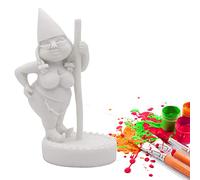 Dnoifne Unpainted Pole Dancing Gnome Statue, DIY Paint Your Own Gnome, Unpainted DIY Gnome Figurines for Kids and Adults, Funny Outdoor Gnome Figure, Dancing Lady Gnome Statue(4.6"/12 cm)