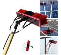 Dnowegas 20m Telescopic Window Cleaner, Photovoltaic Panel Cleaning window brush extendable water fed solar panel brush with soft PP bristles and a 180°/30cm rotating brush head y-splitter
