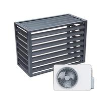 Dnowegas aircon heatump cover air source heat pump cover ondenser cover aluminum air conditioner fence outdoor condenser protective cover Gray Louver Top L100*W50*H70(1.5P)