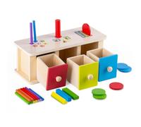 Dnoyevvs Montessori Coin Box, Imbucare Box, Object Permanence Box, Baby Sensory Toys for 1 2 3 Year Old Boys Girls, 4-in-1 Montessori Wooden Toys Toddlers Educational Sorting Toy
