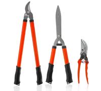 DNQ 3-Piece Garden Lopper and Pruner Set - Heavy Duty Gardening Tools with Hardened Sharp Steel Blades, Ergonomic Comfort Grip Handles, Powerful Branch Cutter for Easy Pruning
