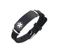 (DNR(DO NOT RESUSCITATE), Black) Personalized Custom Engrave Medical Alert Women Men ID Bracelet Silicone Armband New