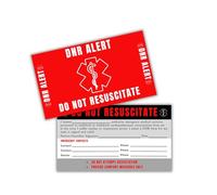 DNR Do Not Resuscitate Plastic Wallet Sized Card 5pk 2x3.5” ICE Emergency Contact Elderly Instructions Quick Reference for EMT Medical Personnel Directive