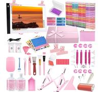 DNSGOOR 185Pcs A4 Diamond Painting Light Pad Kit,Diamond Art Accessories Kit,All-Inclusive Diamond Painting Tool Set with Convex Point Design Storage Box, and Complete Tools Set for Art Craft Gifts